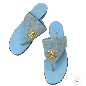 Chanel vintage denim sandals, absolutely beautiful, 100% authentic size 36 1/2